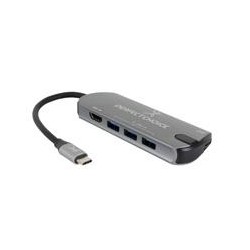 ADAPTADOR HUB CONECTOR USB TIPO C CON 3 PUERTOS USB A HEMBRA  /  1 HDMI PERFECT CHOICE - GRIS PERFECT CHOICE PC-101246