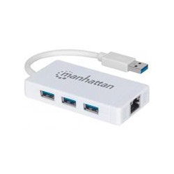 ADAPTADOR USB,MANHATTAN,507578, V3.0 A RED GB  + HUB 3 PTOS MH MANHATTAN 507578
