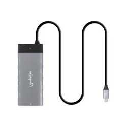 DOCKING USB-C , MANHATTAN, 130714 ,10 PTOS, 2XHDMI, 5XUSB-A, USB-C, USB-C PD, RJ45, TARJETA SD-MICROSD MANHATTAN 130714