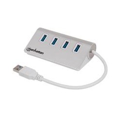 HUB USB,MANHATTAN,163767, V3.0 4 PTOS COLOR ALUMINIO MANHATTAN 163767