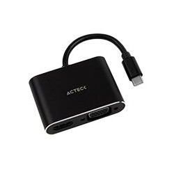 ADAPTADOR ACTECK SHIFT PLUS AV420  /  USB C - HDMI VGA  /  4K  /  10 CM  /  NEGRO  /  AC-934657 ACTECK AC-934657