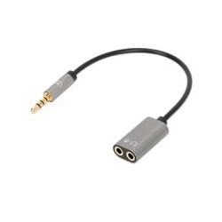 ADAPTADOR AUDIO,MANHATTAN,356107, 3.5MM TRRS 1 M A 2 H, 20CM, DIVIDE AUDIO PARA AUDIFONO Y MIC, NEGRO MANHATTAN 356107