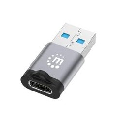 ADAPTADOR,MANHATTAN,356305, USB-C V3.2 GEN1, AM-CH, 5GBPS 3A, ALUMINIO GRIS ESPACIAL / NEGRO MANHATTAN 356305