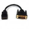 CABLE ADAPTADOR DE 20CM HDMI A DVI - DVI-D MACHO - HDMI HEMBRA - CABLE CONVERTIDOR DE VIDEO - NEGRO - STARTECH.COM MOD. HDDVIFM8