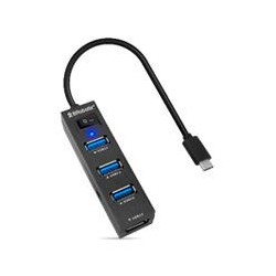 DOCKING STATION BROBOTIX 4 EN 1, USB-C MACHO X1 A USB-A V3.0 X4, CON SWITCH, NEGRO BROBOTIX 6001189