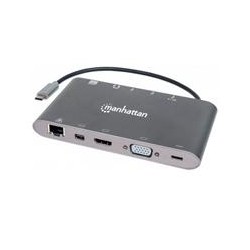 DOCKING USB,MANHATTAN,152808,-C 11 PTOS, HDMI / MINI DP / VGA, USB-C PD / 3XUSBV3.2,  RED / AUDIO / SD / MICRO SD MANHATTAN 1528